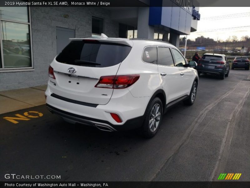 Monaco White / Beige 2019 Hyundai Santa Fe XL SE AWD