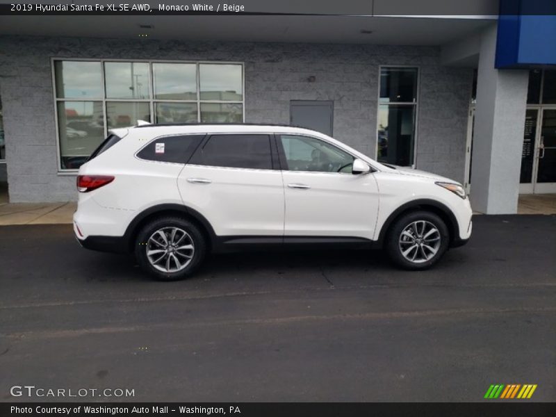 Monaco White / Beige 2019 Hyundai Santa Fe XL SE AWD