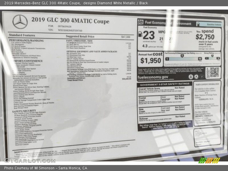 designo Diamond White Metallic / Black 2019 Mercedes-Benz GLC 300 4Matic Coupe