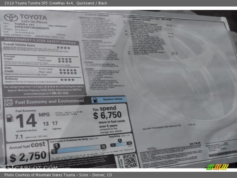 Quicksand / Black 2019 Toyota Tundra SR5 CrewMax 4x4