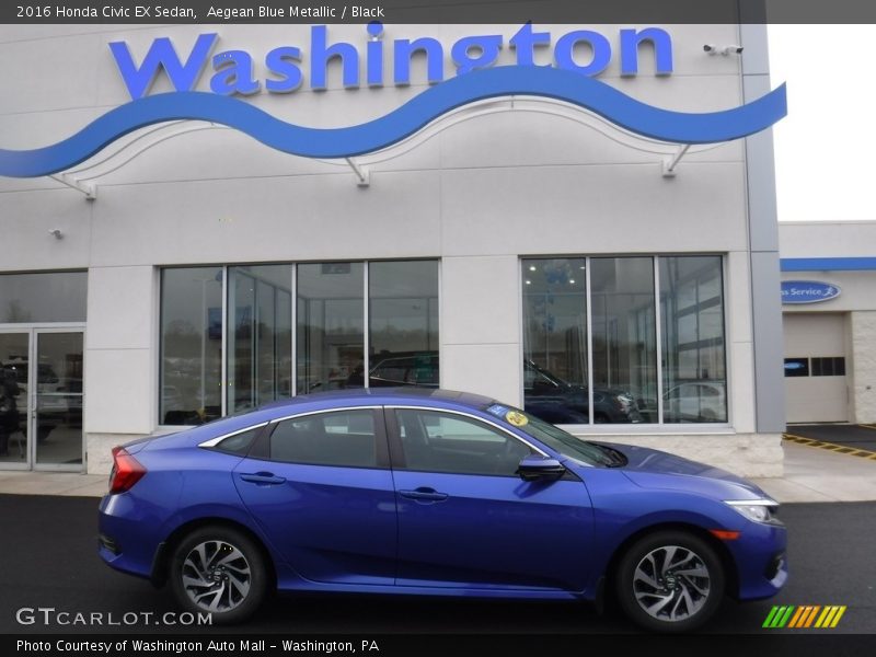 Aegean Blue Metallic / Black 2016 Honda Civic EX Sedan
