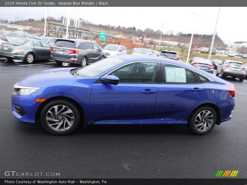 Aegean Blue Metallic / Black 2016 Honda Civic EX Sedan