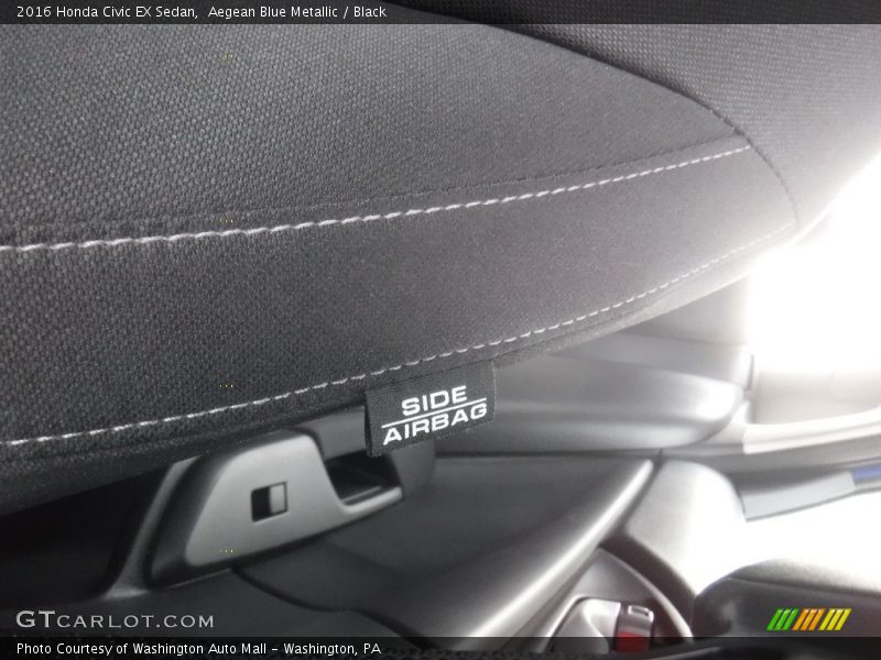 Aegean Blue Metallic / Black 2016 Honda Civic EX Sedan
