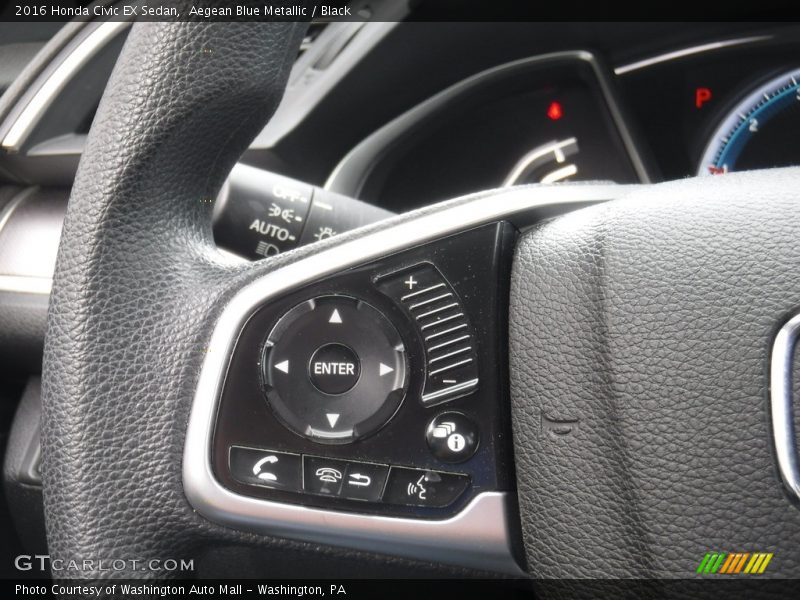 Aegean Blue Metallic / Black 2016 Honda Civic EX Sedan