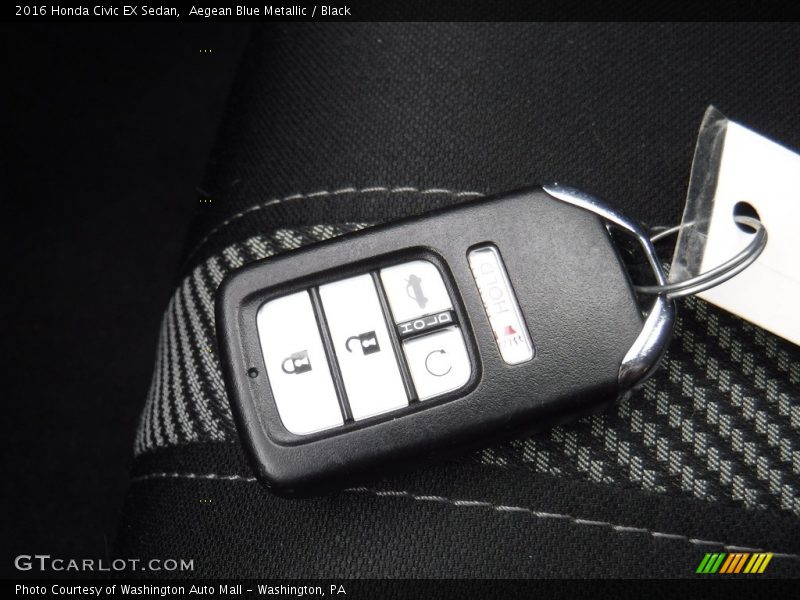Aegean Blue Metallic / Black 2016 Honda Civic EX Sedan