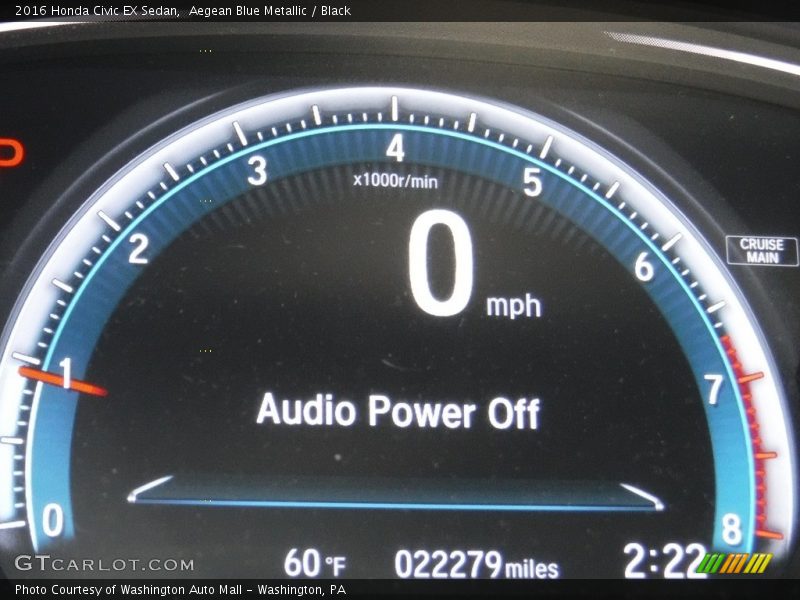 Aegean Blue Metallic / Black 2016 Honda Civic EX Sedan