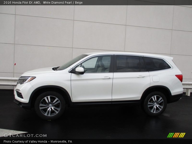 White Diamond Pearl / Beige 2016 Honda Pilot EX AWD