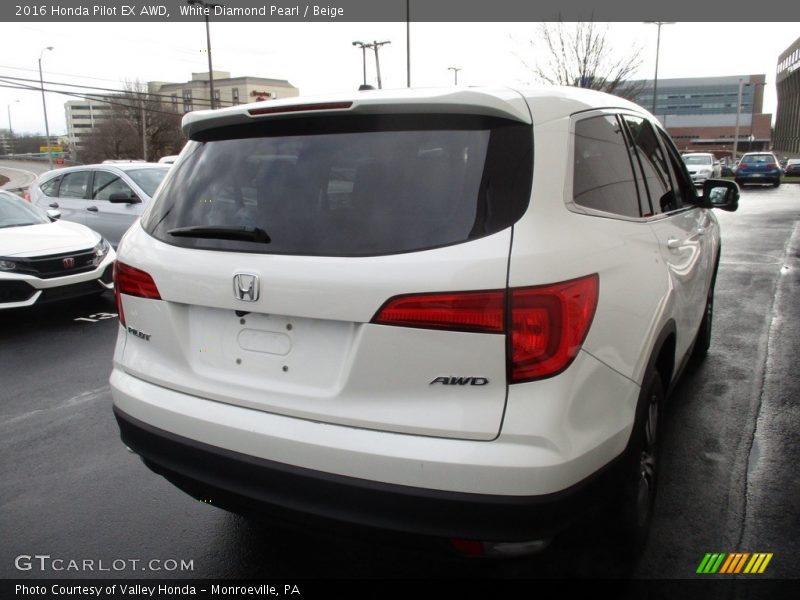 White Diamond Pearl / Beige 2016 Honda Pilot EX AWD