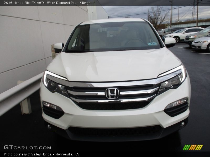 White Diamond Pearl / Beige 2016 Honda Pilot EX AWD