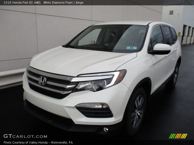 White Diamond Pearl / Beige 2016 Honda Pilot EX AWD