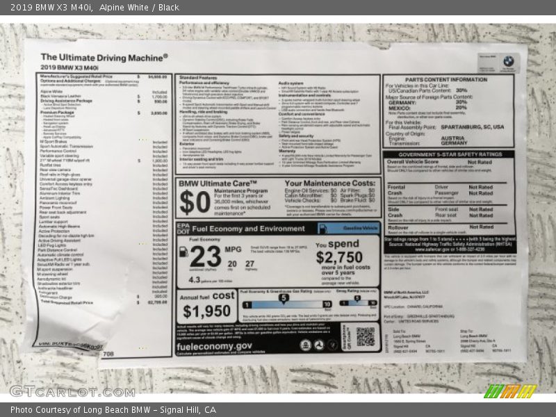 Alpine White / Black 2019 BMW X3 M40i