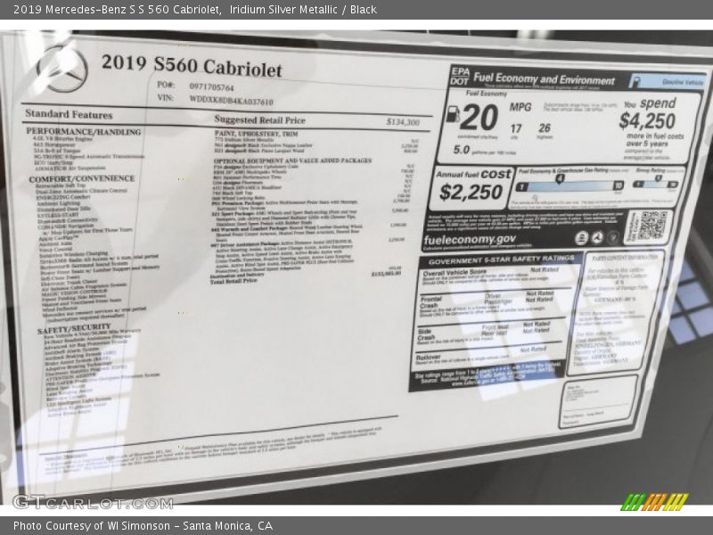 Iridium Silver Metallic / Black 2019 Mercedes-Benz S S 560 Cabriolet