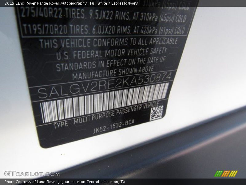 Fuji White / Espresso/Ivory 2019 Land Rover Range Rover Autobiography