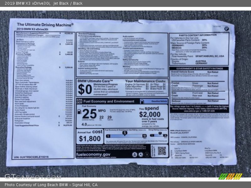 Jet Black / Black 2019 BMW X3 xDrive30i