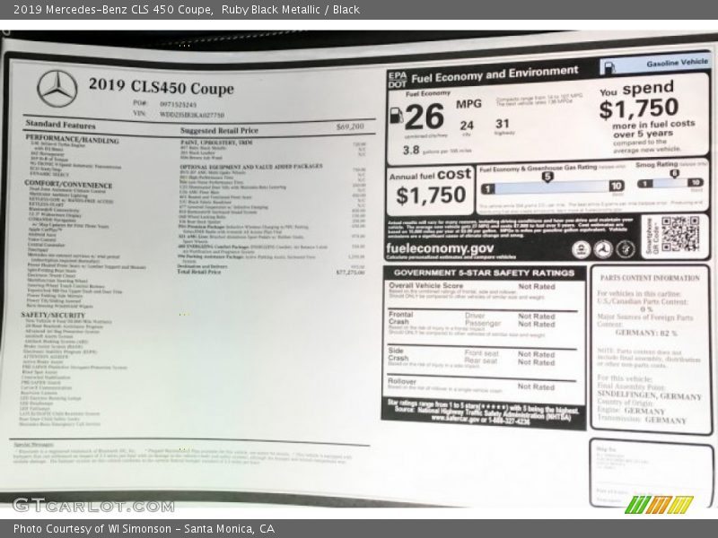 Ruby Black Metallic / Black 2019 Mercedes-Benz CLS 450 Coupe