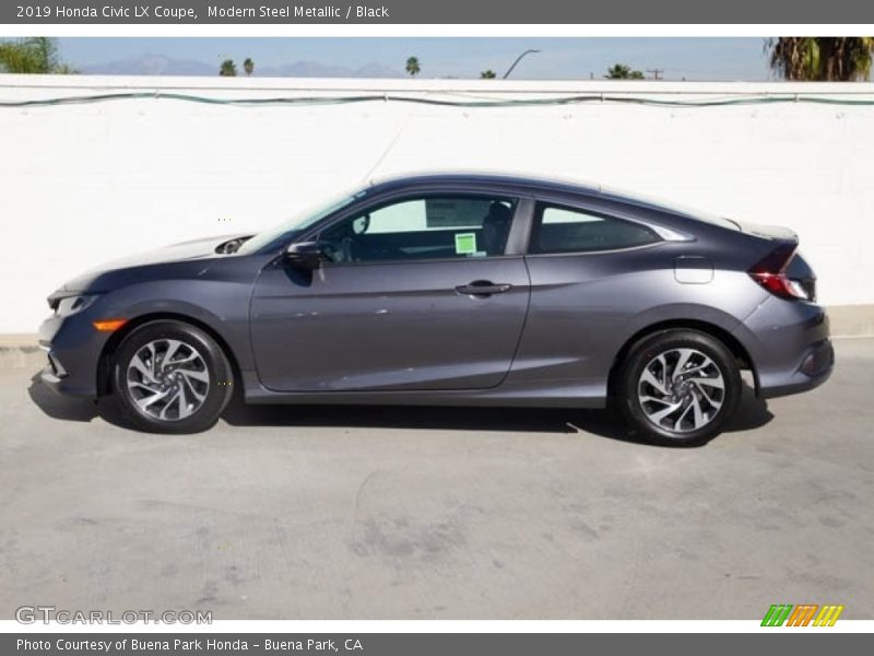 Modern Steel Metallic / Black 2019 Honda Civic LX Coupe