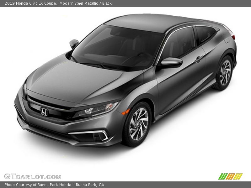 Modern Steel Metallic / Black 2019 Honda Civic LX Coupe