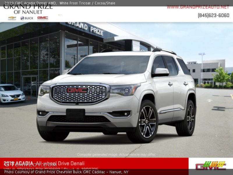 White Frost Tricoat / Cocoa/Shale 2019 GMC Acadia Denali AWD