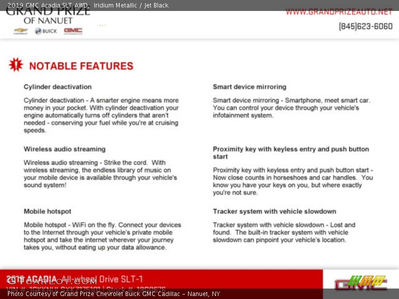 Iridium Metallic / Jet Black 2019 GMC Acadia SLT AWD