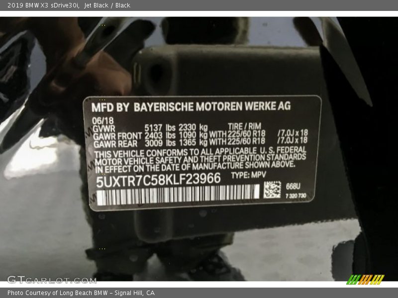 Jet Black / Black 2019 BMW X3 sDrive30i