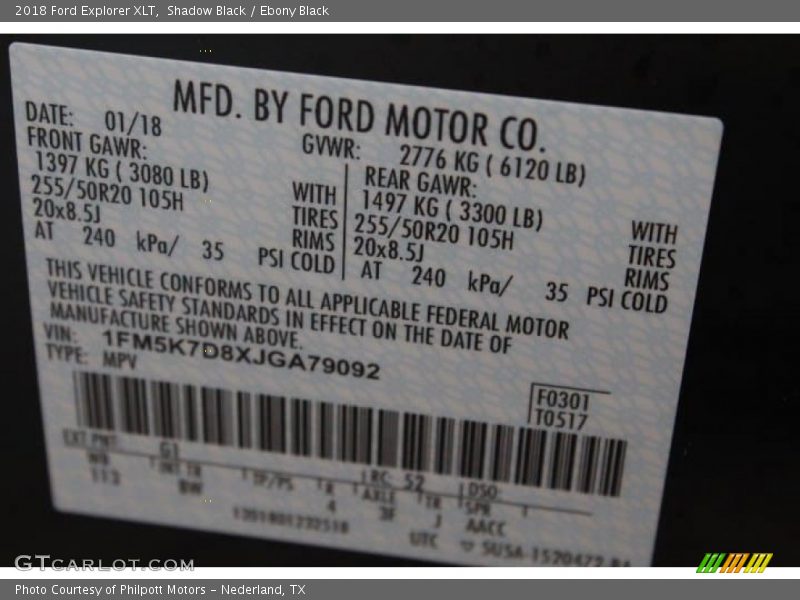 Shadow Black / Ebony Black 2018 Ford Explorer XLT