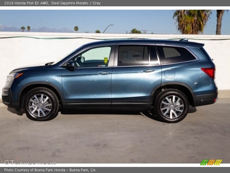 Steel Sapphire Metallic / Gray 2019 Honda Pilot EX AWD