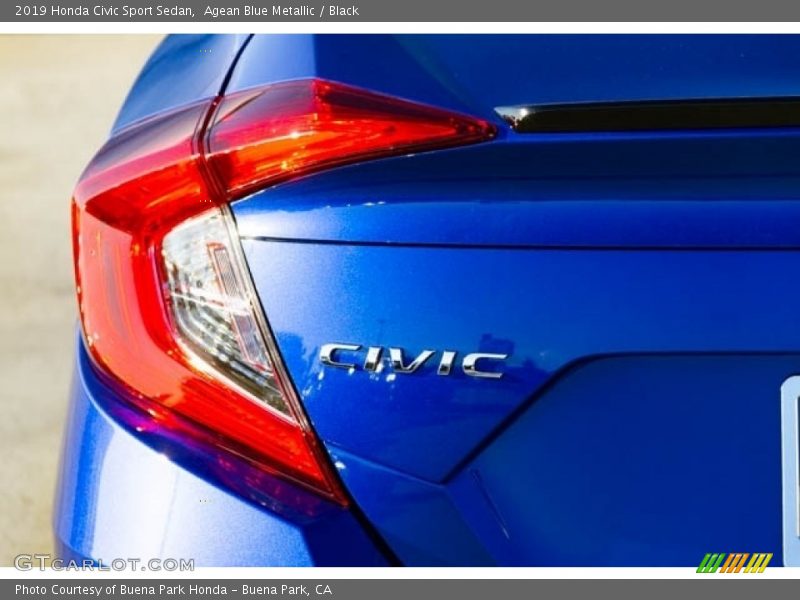 Agean Blue Metallic / Black 2019 Honda Civic Sport Sedan