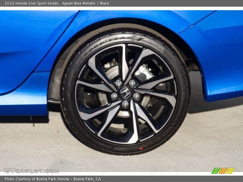Agean Blue Metallic / Black 2019 Honda Civic Sport Sedan