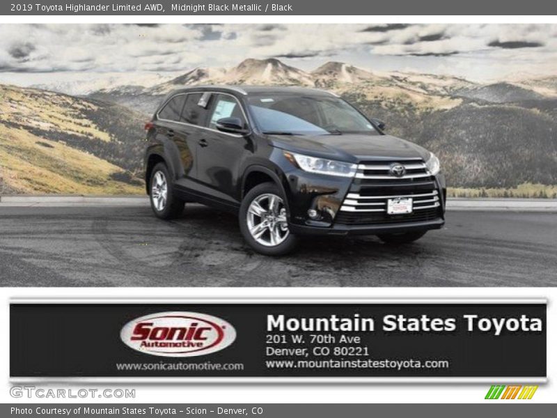 Midnight Black Metallic / Black 2019 Toyota Highlander Limited AWD