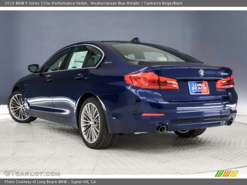 Mediterranean Blue Metallic / Canberra Beige/Black 2019 BMW 5 Series 530e iPerformance Sedan