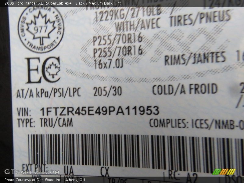 Black / Medium Dark Flint 2009 Ford Ranger XLT SuperCab 4x4