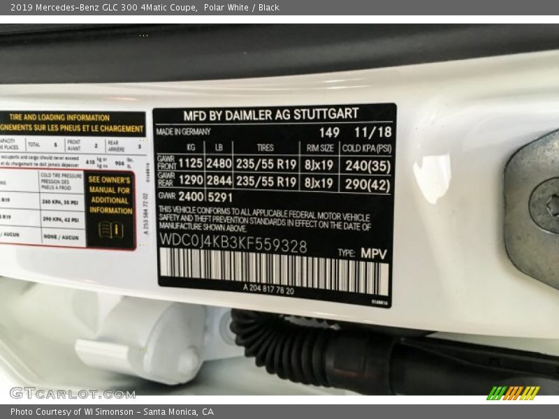Polar White / Black 2019 Mercedes-Benz GLC 300 4Matic Coupe