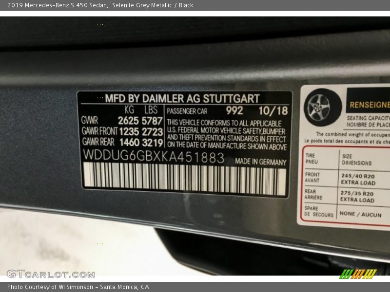 Selenite Grey Metallic / Black 2019 Mercedes-Benz S 450 Sedan
