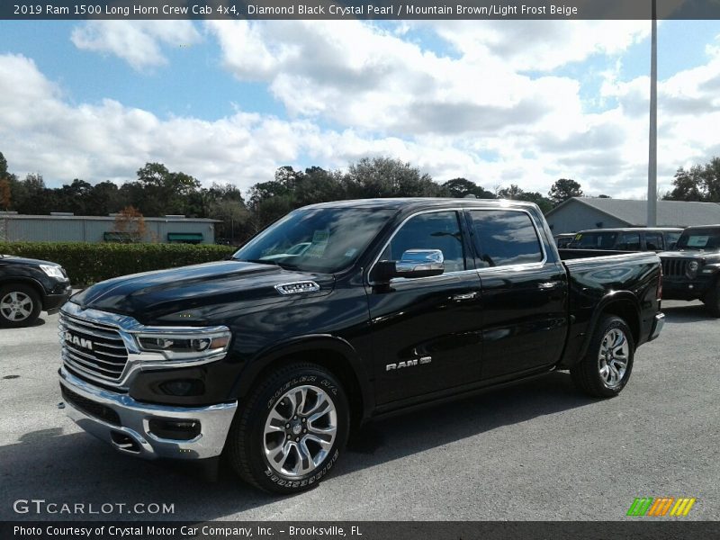 Diamond Black Crystal Pearl / Mountain Brown/Light Frost Beige 2019 Ram 1500 Long Horn Crew Cab 4x4
