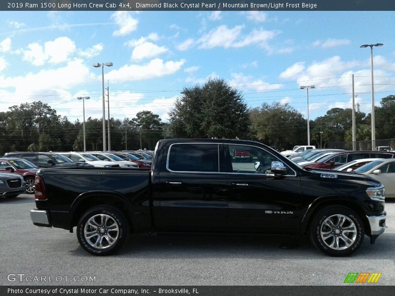 Diamond Black Crystal Pearl / Mountain Brown/Light Frost Beige 2019 Ram 1500 Long Horn Crew Cab 4x4