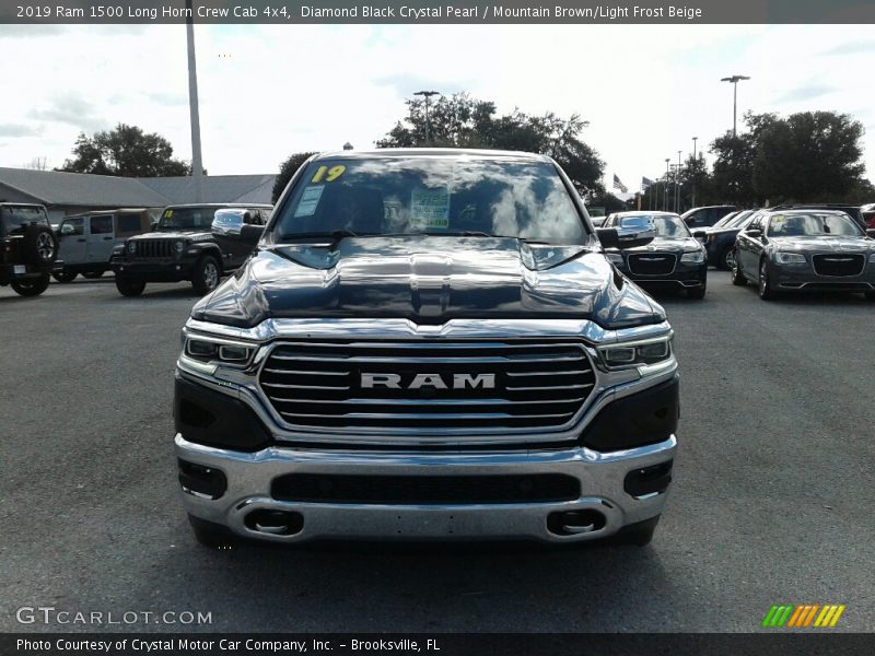 Diamond Black Crystal Pearl / Mountain Brown/Light Frost Beige 2019 Ram 1500 Long Horn Crew Cab 4x4