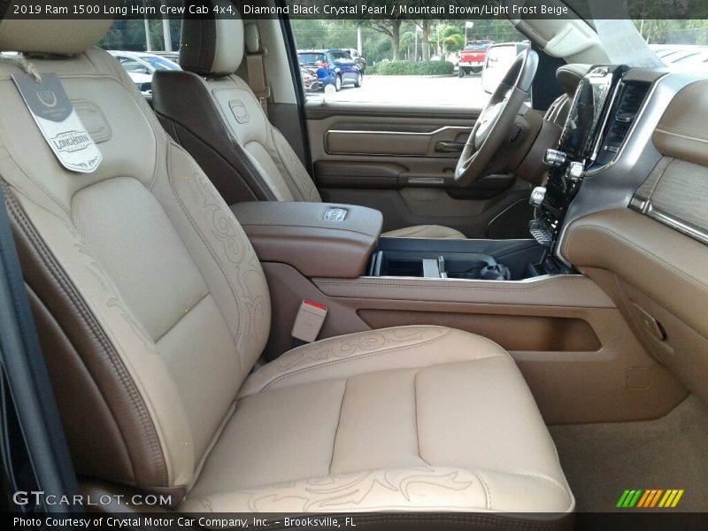 Diamond Black Crystal Pearl / Mountain Brown/Light Frost Beige 2019 Ram 1500 Long Horn Crew Cab 4x4