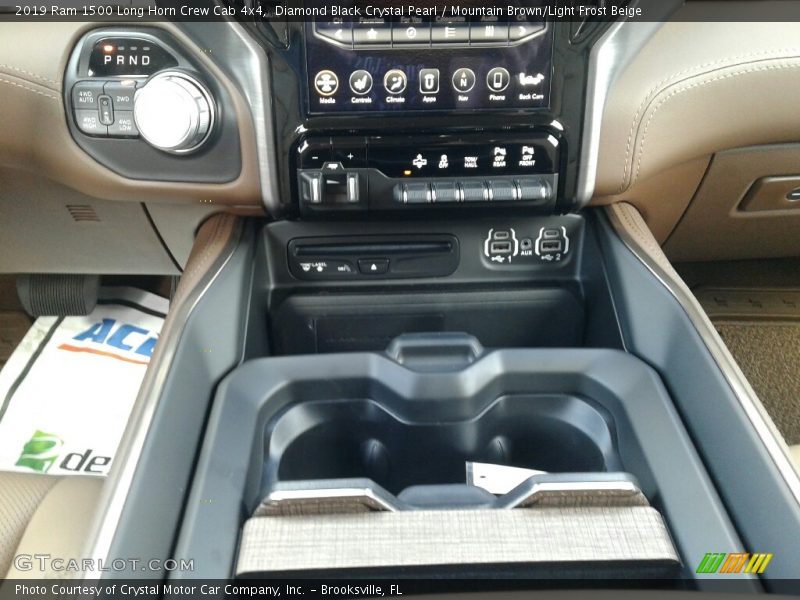 Diamond Black Crystal Pearl / Mountain Brown/Light Frost Beige 2019 Ram 1500 Long Horn Crew Cab 4x4