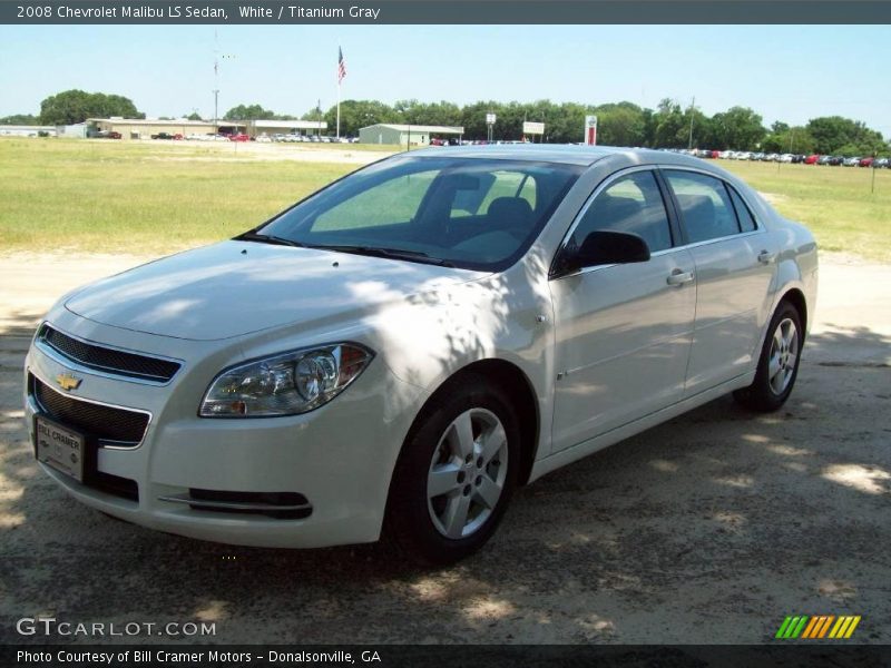 White / Titanium Gray 2008 Chevrolet Malibu LS Sedan