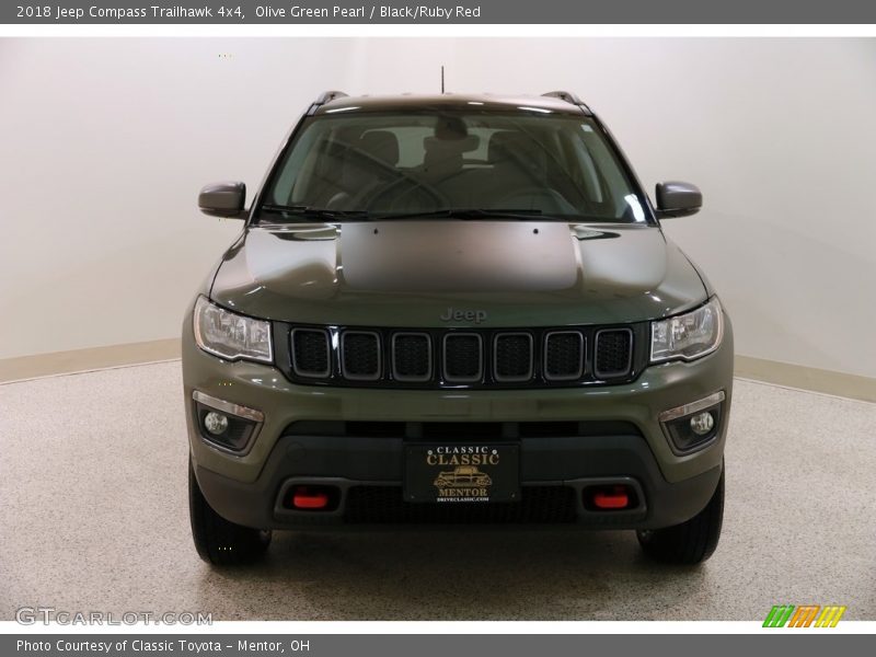 Olive Green Pearl / Black/Ruby Red 2018 Jeep Compass Trailhawk 4x4