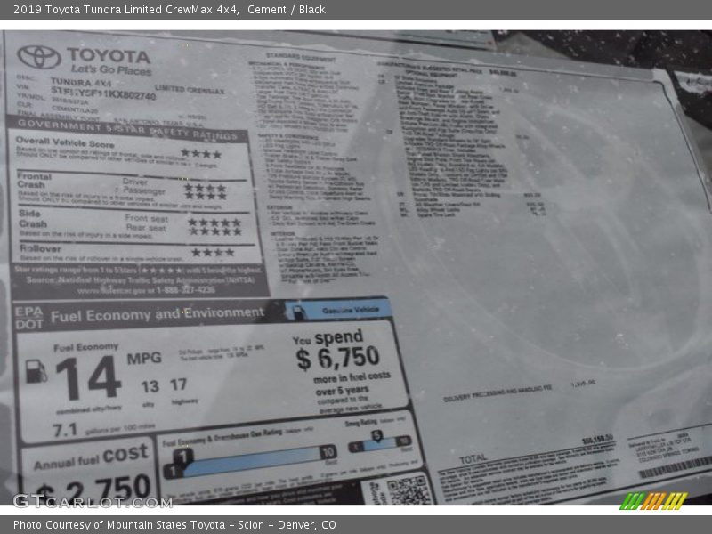 Cement / Black 2019 Toyota Tundra Limited CrewMax 4x4