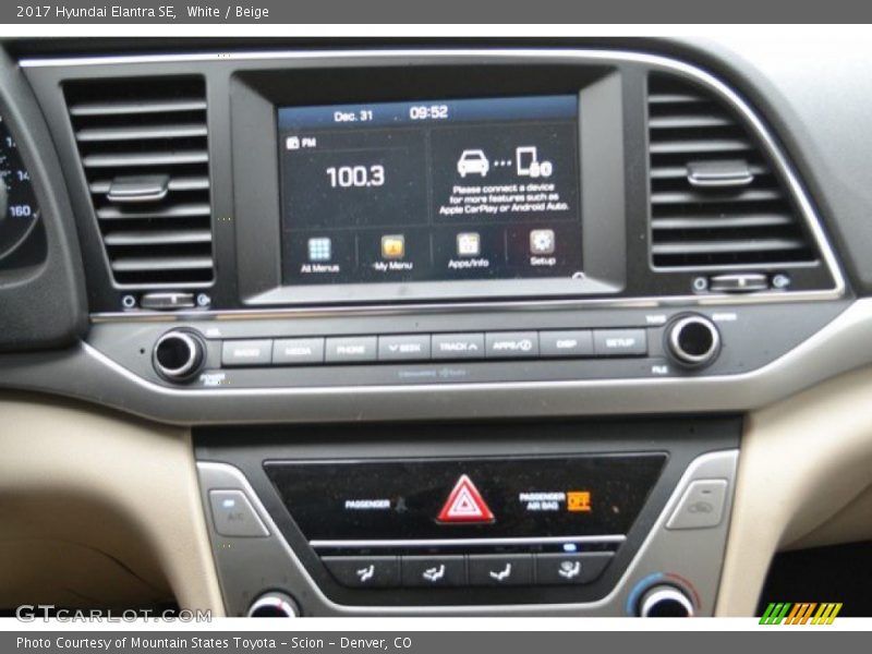 White / Beige 2017 Hyundai Elantra SE