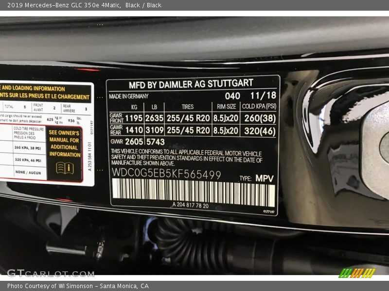 Black / Black 2019 Mercedes-Benz GLC 350e 4Matic