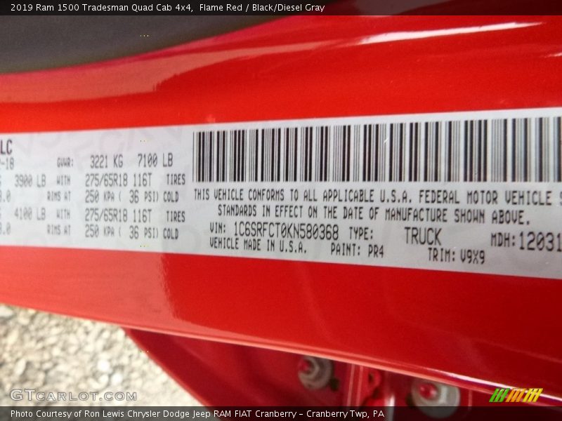 Flame Red / Black/Diesel Gray 2019 Ram 1500 Tradesman Quad Cab 4x4