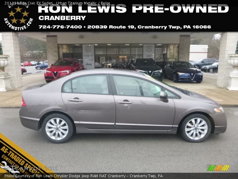 Urban Titanium Metallic / Beige 2011 Honda Civic EX Sedan
