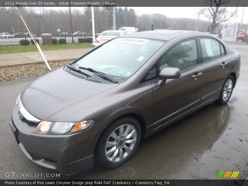 Urban Titanium Metallic / Beige 2011 Honda Civic EX Sedan