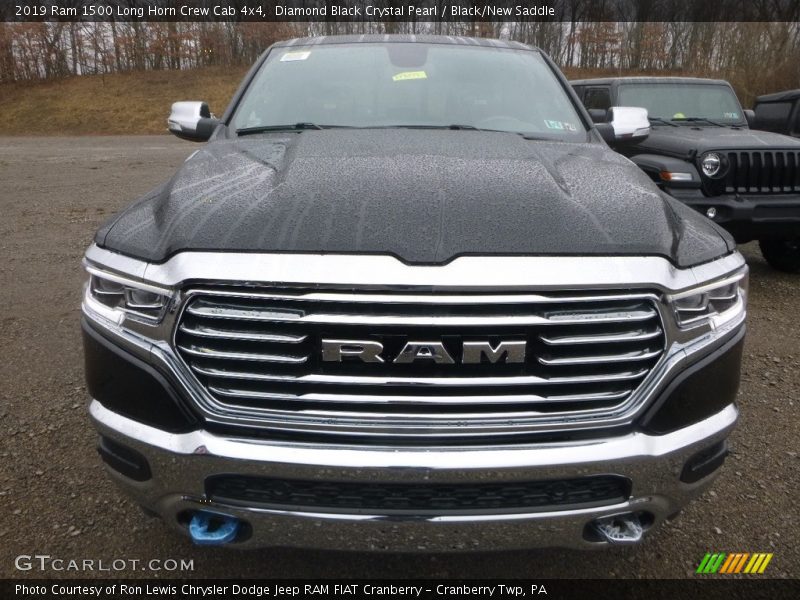 Diamond Black Crystal Pearl / Black/New Saddle 2019 Ram 1500 Long Horn Crew Cab 4x4