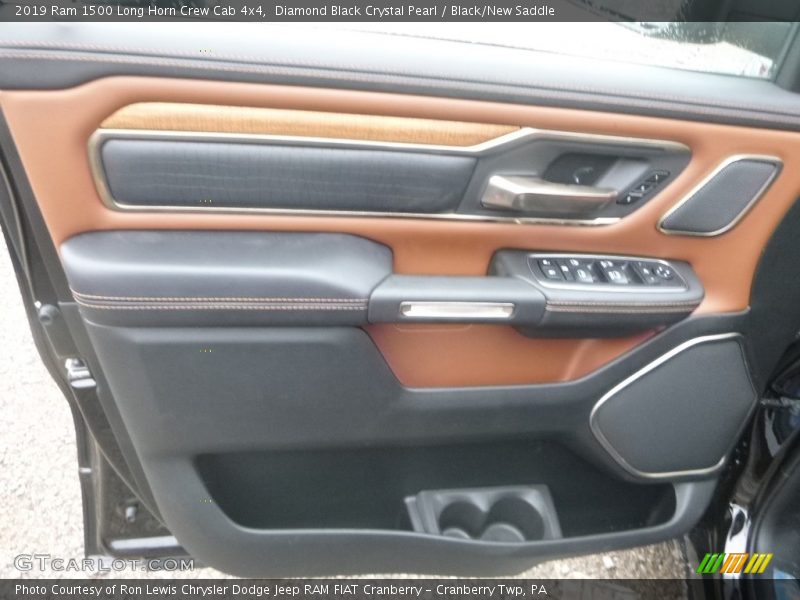 Diamond Black Crystal Pearl / Black/New Saddle 2019 Ram 1500 Long Horn Crew Cab 4x4