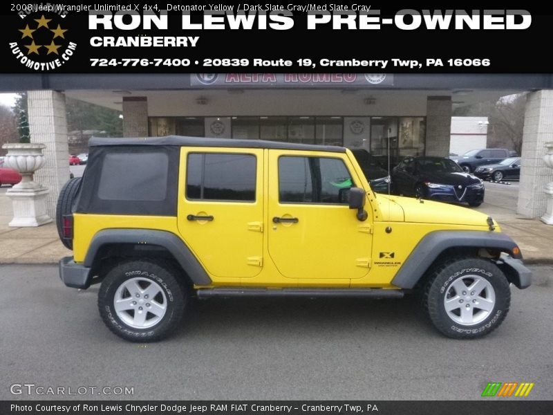 Detonator Yellow / Dark Slate Gray/Med Slate Gray 2008 Jeep Wrangler Unlimited X 4x4