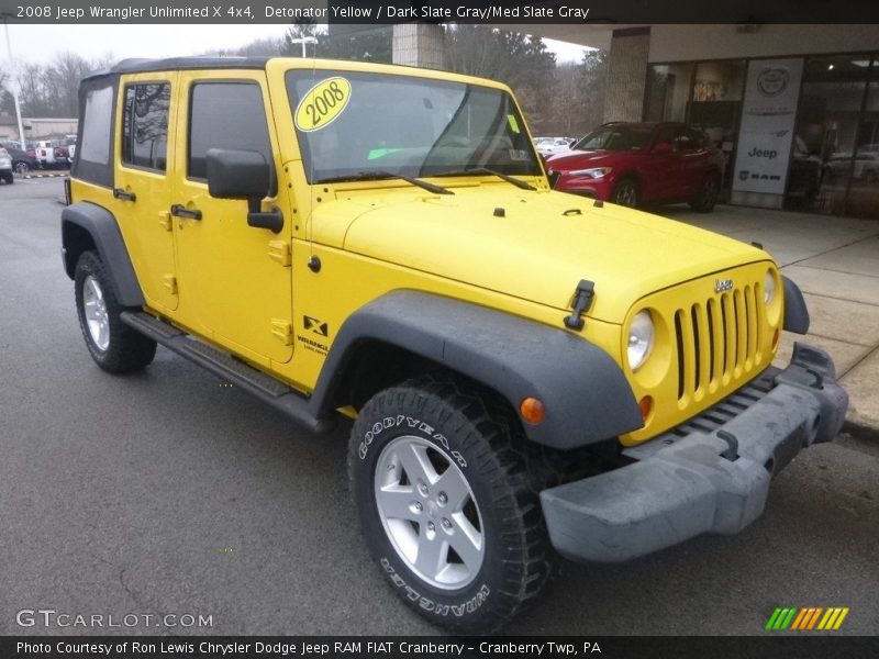 Detonator Yellow / Dark Slate Gray/Med Slate Gray 2008 Jeep Wrangler Unlimited X 4x4